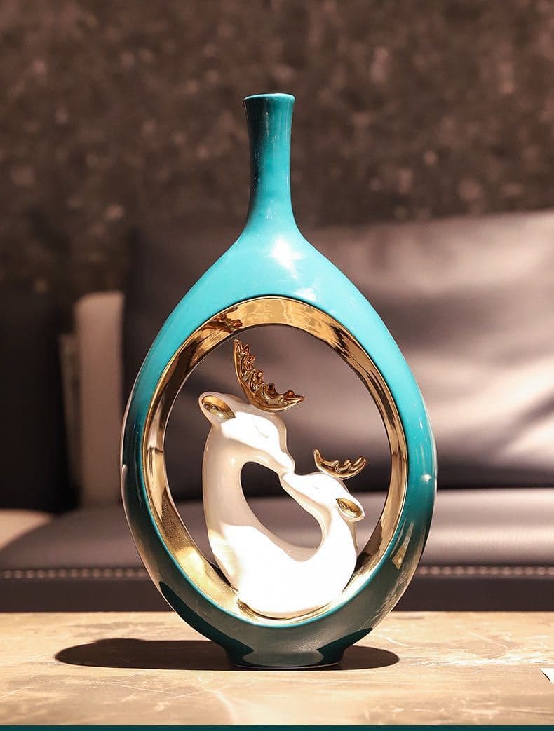 Teal Swan Ceramic Vase Set detail 3